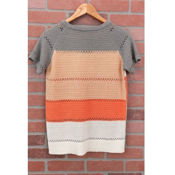 Short Sleeve Color Block Sweater - Small - Picture 7 of 10